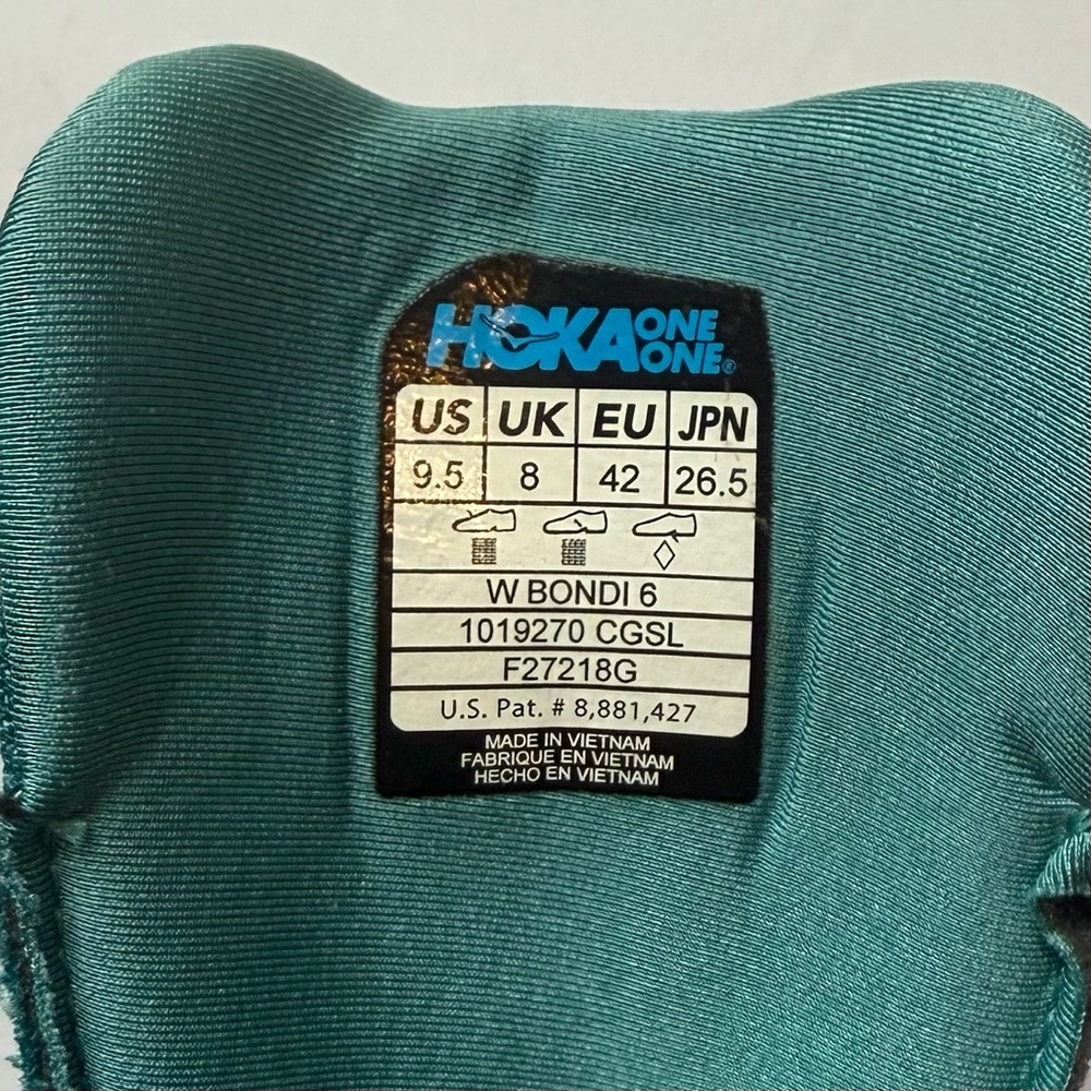 Hoka One Women’s Bondi 6 Running Shoes US 9.5 Canton Green Slate Blue - Picture 3 of 7